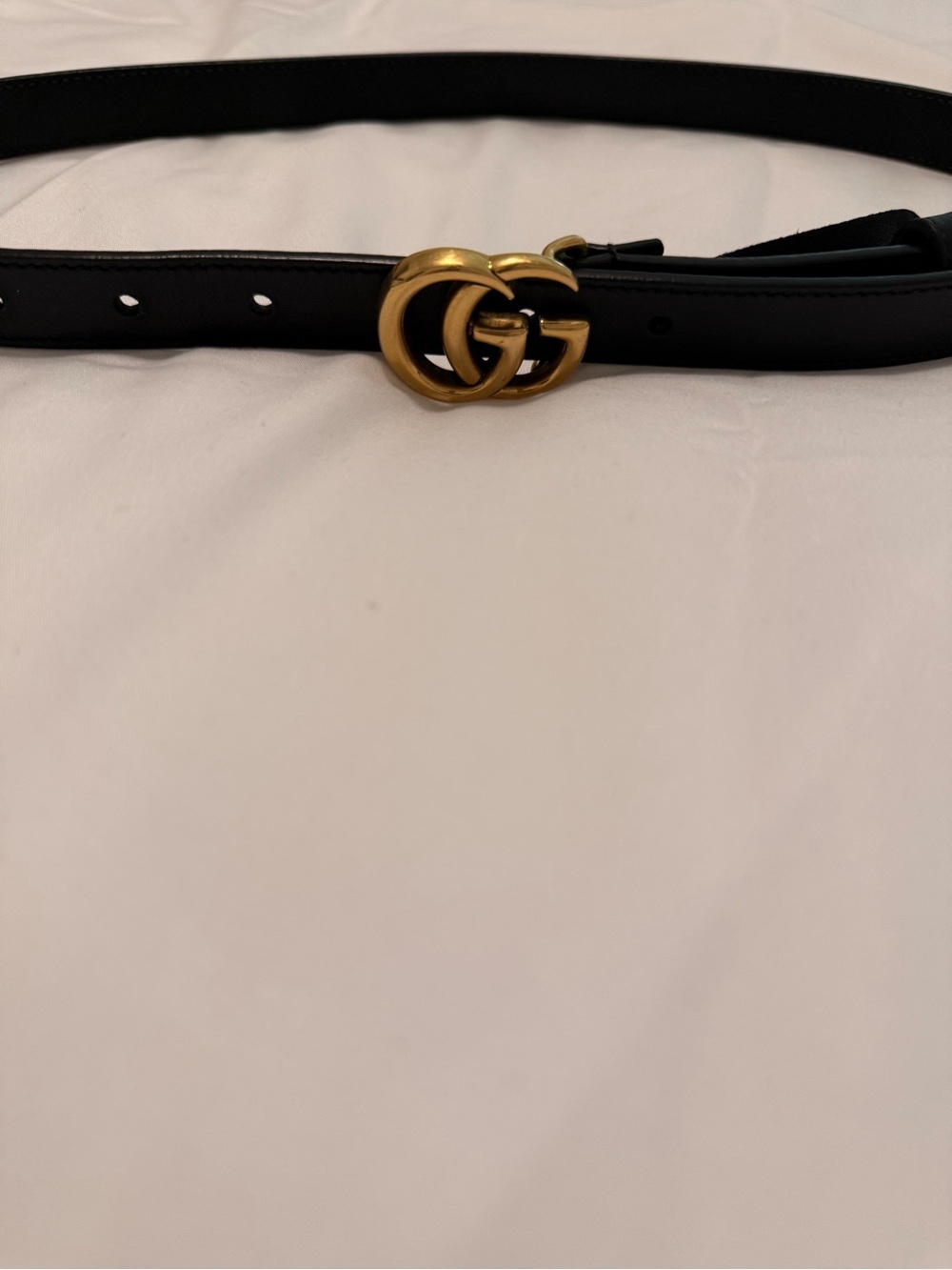 Gucci Black Leather Belt with Gold Double G Buckle